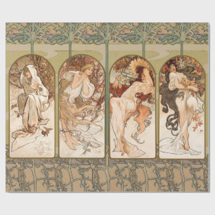 Alphonse Mucha Årstidarna 1897 Art Nouveau Panel Presentpapper