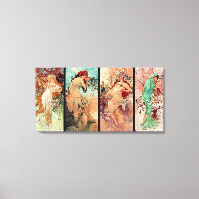Alphonse Mucha, Årstiderna (1896)  Canvastryck (Framsida)
