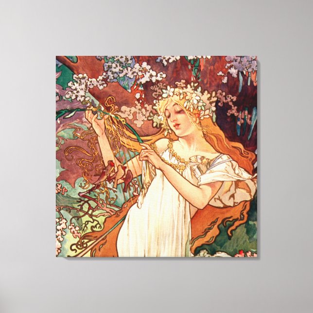 Alphonse Mucha, Årstiderna (1896) Vår Canvastryck (Framsida)