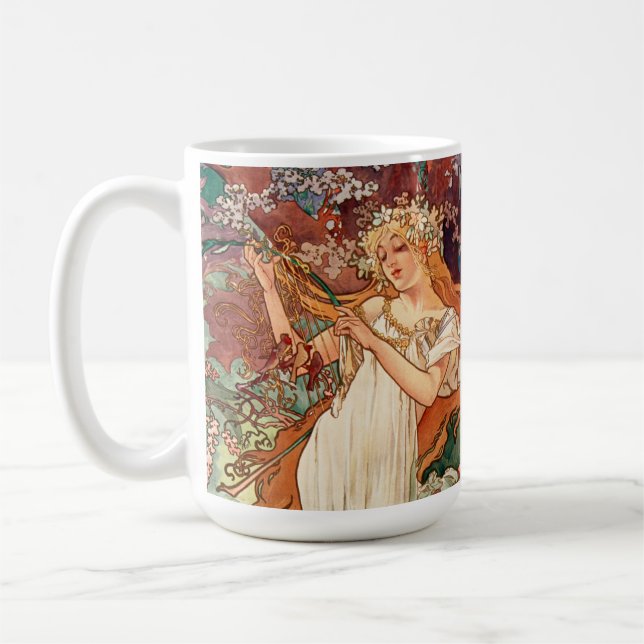 Alphonse Mucha, Årstiderna (1896) Vår Kaffemugg (Vänster)