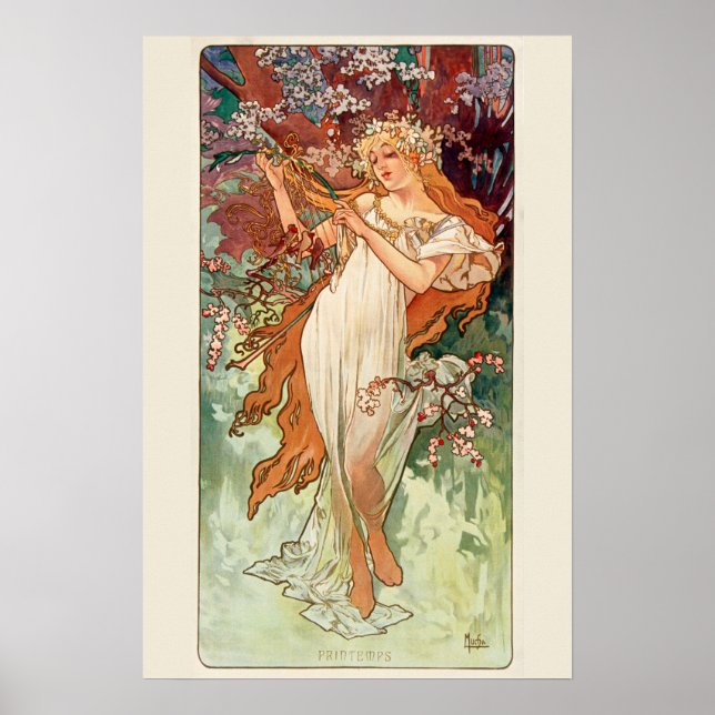 Alphonse Mucha, Årstiderna (1896) Vår Poster (Framsidan)