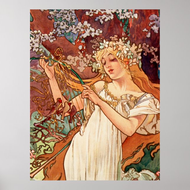 Alphonse Mucha, Årstiderna (1896) Vår Poster (Framsidan)
