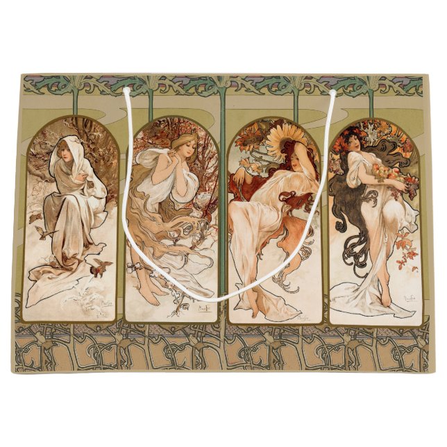 Alphonse Mucha Årstiderna 1897 Art Nouveau Panel (Framsidan)