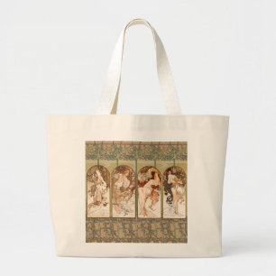 Alphonse Mucha Årstiderna 1897 Art Nouveau Panel Jumbo Tygkasse