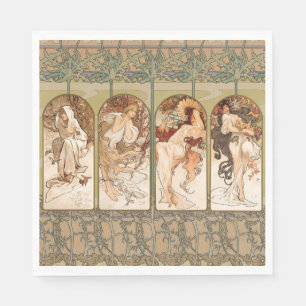 Alphonse Mucha Årstiderna 1897 Art Nouveau Panel Pappersservett