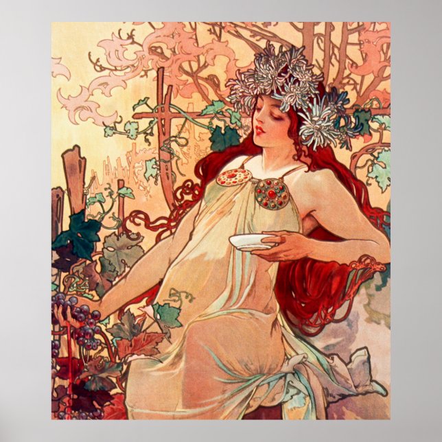 Alphonse Mucha, Årstiderna, Höst (1896)  Poster (Framsidan)