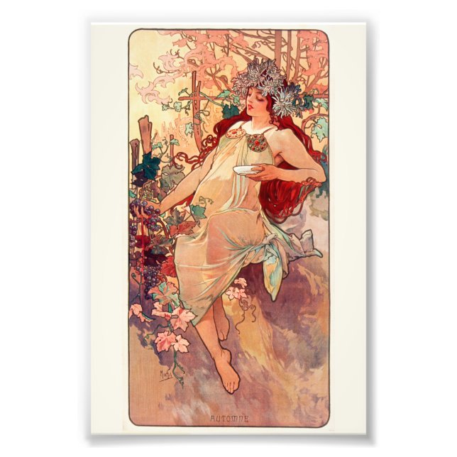 Alphonse Mucha, Årstiderna, Hösten (1896)  Fototryck (Framsidan)