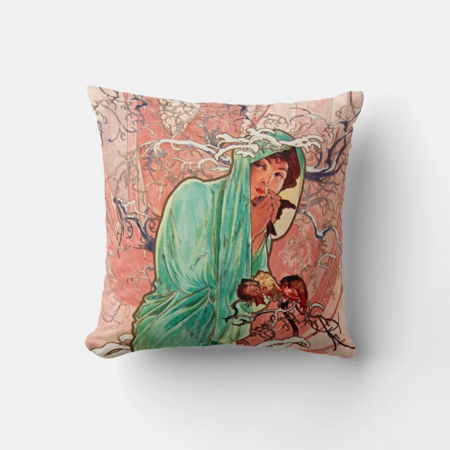 Alphonse Mucha, Årstiderna, Vinter (1896)  Kudde (Framsida)