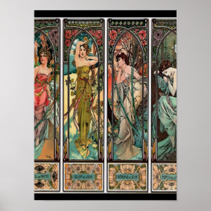 Alphonse Mucha art, art nouveau,vintage,females,be Poster