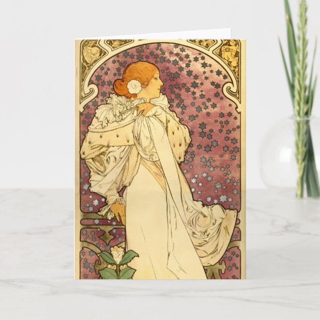 Alphonse Mucha art déco Kort (Framsida)