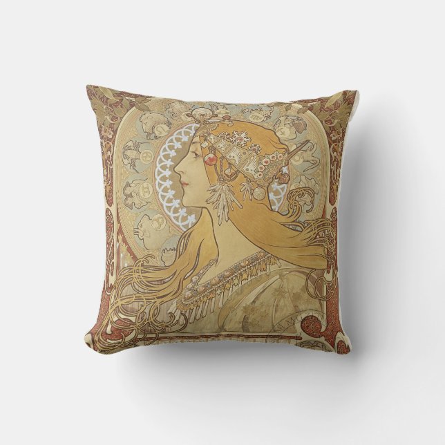 Alphonse Mucha art déco Kudde (Framsida)