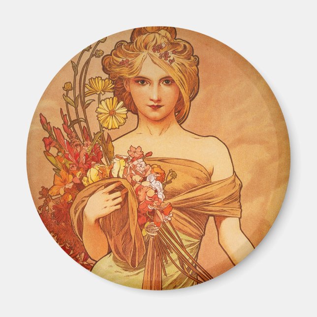 Alphonse Mucha Art Deco Magnet (Framsidan)