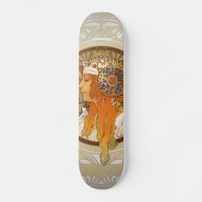 Alphonse Mucha art déco Skateboard Bräda 20 Cm (Framsida)