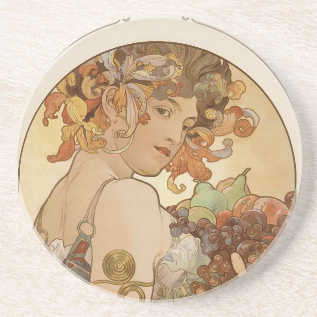 Alphonse Mucha art déco Underlägg Sandsten (Framsidan)