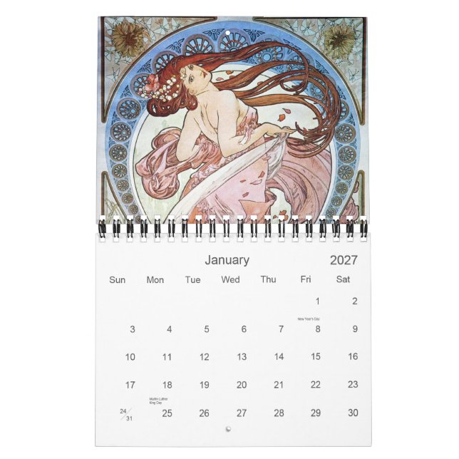 Alphonse Mucha Art Kalender (Jan 2027)