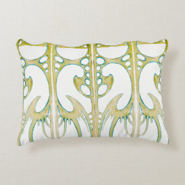 Alphonse Mucha art nouveau abstrakt teal white Prydnadskudde
