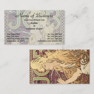 Alphonse Mucha Art Nouveau Affisch Gammalt Jobbpla Visitkort