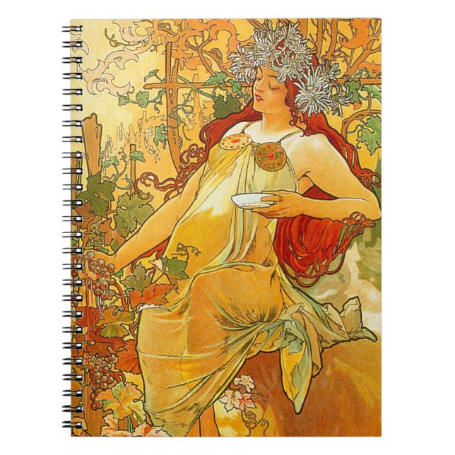 Alphonse Mucha Art nouveau Autumn Anteckningsbok (Framsidan)