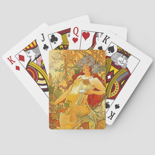 Alphonse Mucha Art nouveau Autumn Casinokort (Baksidan)