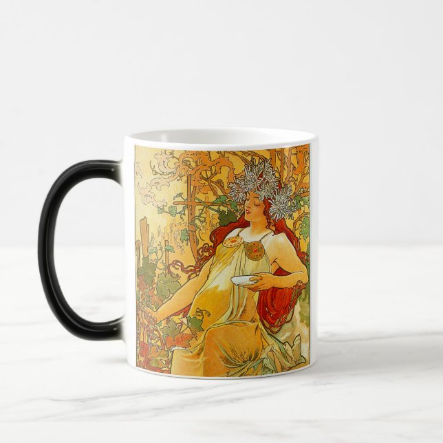 Alphonse Mucha Art nouveau Autumn Magisk Mugg (Vänster)