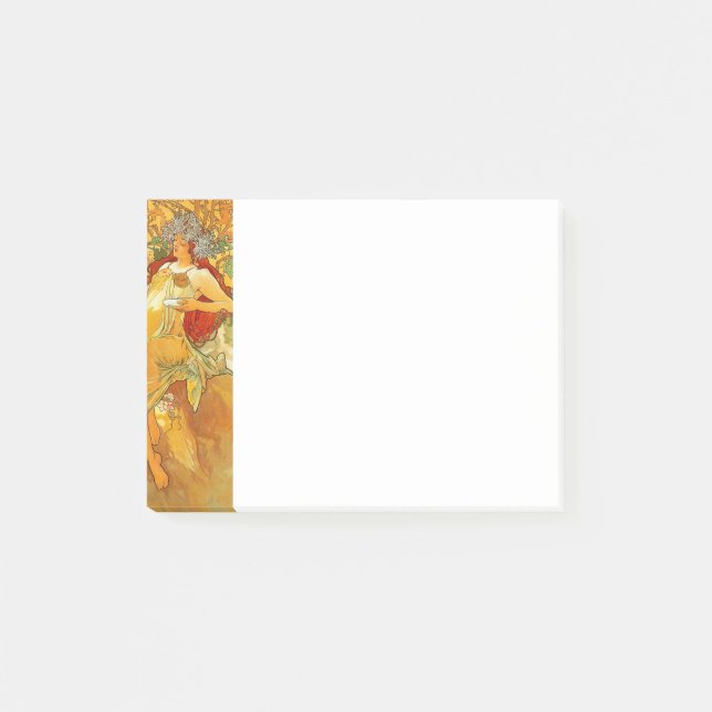 Alphonse Mucha Art nouveau Autumn Post-it Block (Framsida)