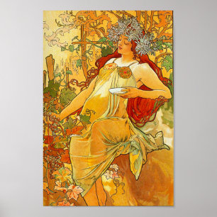 Alphonse Mucha Art nouveau Autumn Poster