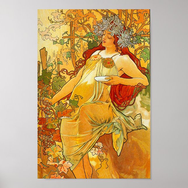 Alphonse Mucha Art nouveau Autumn Poster (Framsidan)