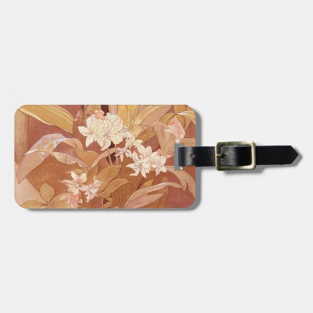 Alphonse Mucha Art Nouveau Blommotiv Bagagebricka (Horisontell Framsida)