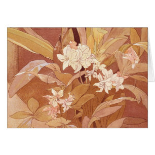 Alphonse Mucha Art Nouveau Blommotiv Hälsningskort