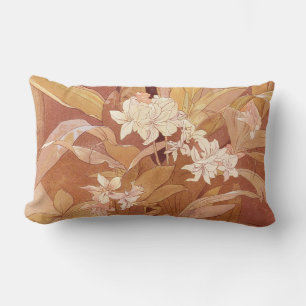 Alphonse Mucha Art Nouveau Blommotiv Lumbarkudde