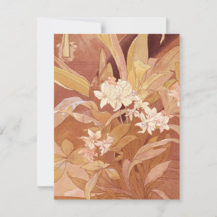 Alphonse Mucha Art Nouveau Blommotiv Vykort