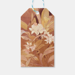 Alphonse Mucha Art Nouveau Blomsterdetalj Presentetikett