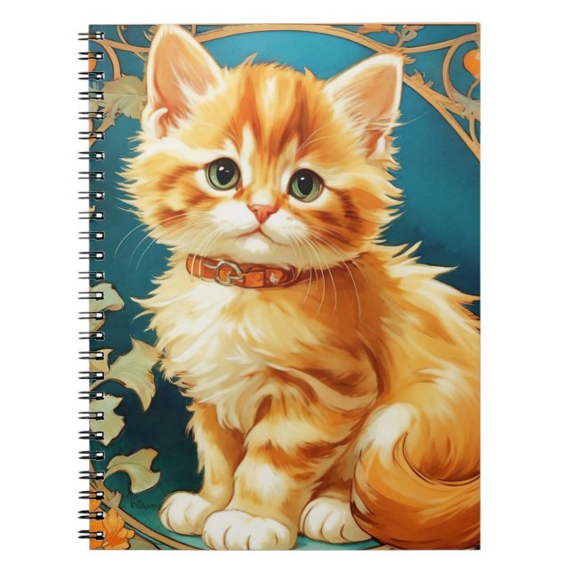 Alphonse Mucha Art nouveau Cat Anteckningsbok (Framsidan)