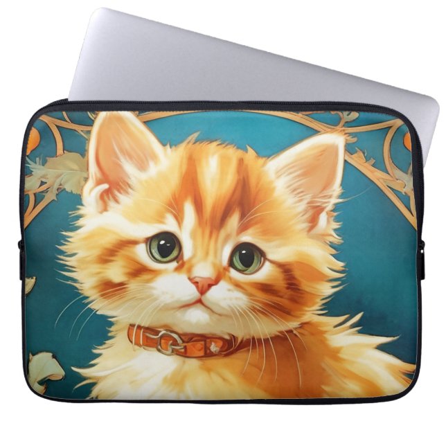 Alphonse Mucha Art nouveau Cat Laptop Fodral (Framsidan)