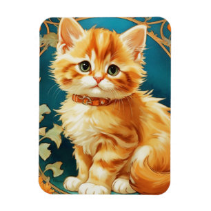 Alphonse Mucha Art nouveau Cat Magnet