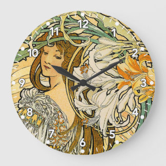 Alphonse Mucha Art nouveau Clock Stor Klocka
