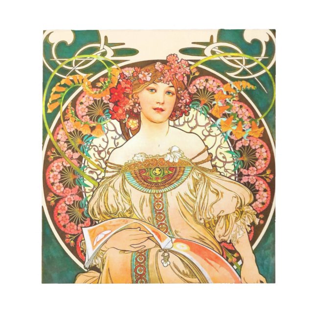 Alphonse Mucha Art nouveau Daydröm Anteckningsblock (Framsida)