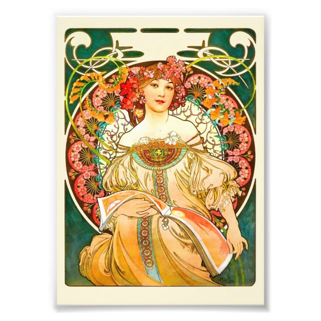 Alphonse Mucha Art nouveau Daydröm Fototryck (Framsidan)