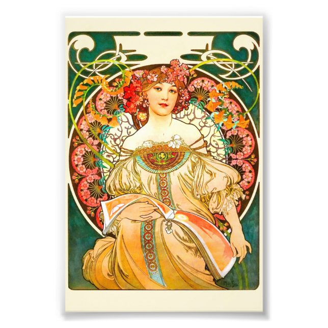 Alphonse Mucha Art nouveau Daydröm Fototryck (Framsidan)
