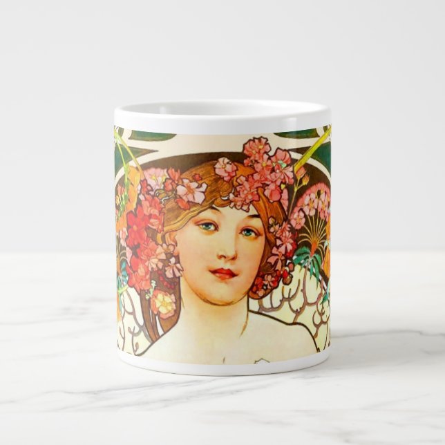 Alphonse Mucha Art nouveau Daydröm Jumbo Mugg (Framsidan)
