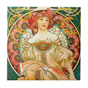 Alphonse Mucha Art nouveau Daydröm Kakelplatta