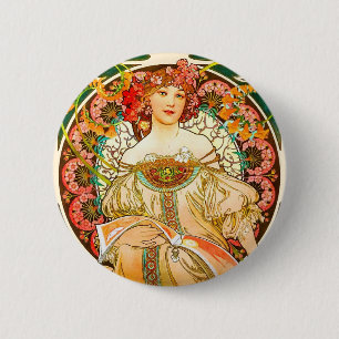 Alphonse Mucha Art nouveau Daydröm Knapp