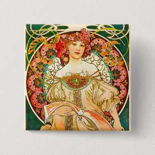Alphonse Mucha Art nouveau Daydröm Knapp