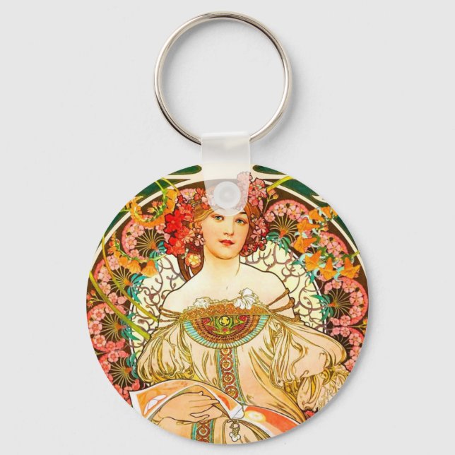 Alphonse Mucha Art nouveau Daydröm Nyckelring (Framsida)
