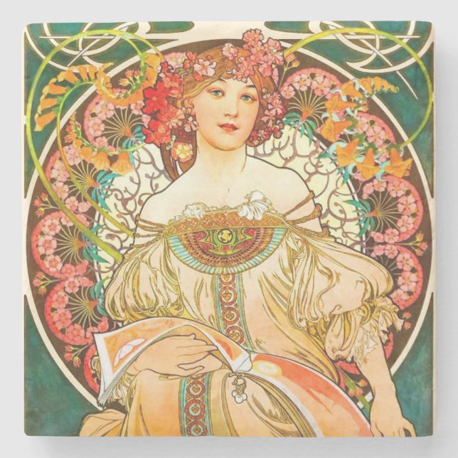 Alphonse Mucha Art nouveau Daydröm Stenunderlägg (Framsidan)