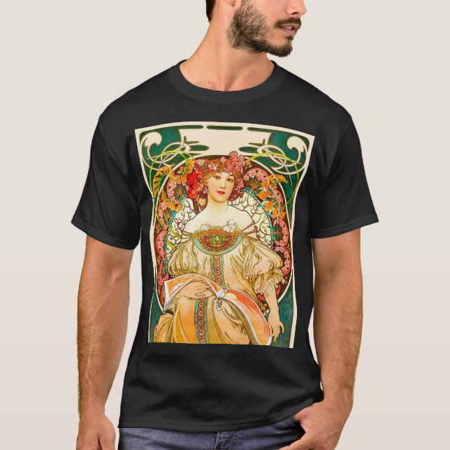 Alphonse Mucha Art nouveau Daydröm T Shirt (Framsida)