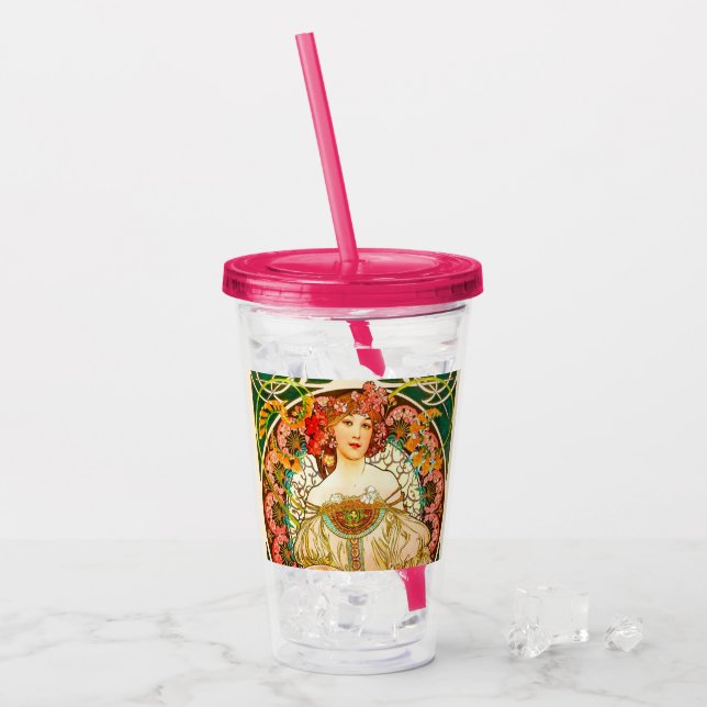 Alphonse Mucha Art nouveau Daydröm Take Away Mugg (Framsida Ice)
