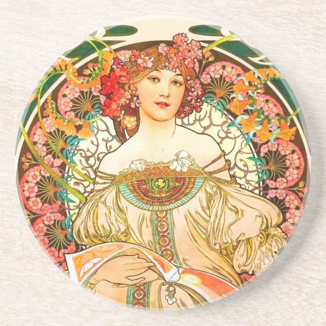 Alphonse Mucha Art nouveau Daydröm Underlägg (Framsidan)