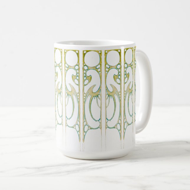 Alphonse Mucha art nouveau dekorativ ram rand Kaffemugg (Framsida höger)
