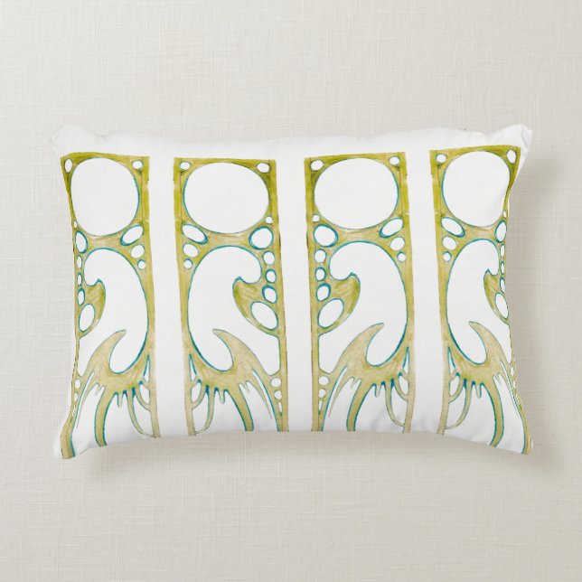 Alphonse Mucha art nouveau dekorativ ram rand Prydnadskudde (Framsidan)